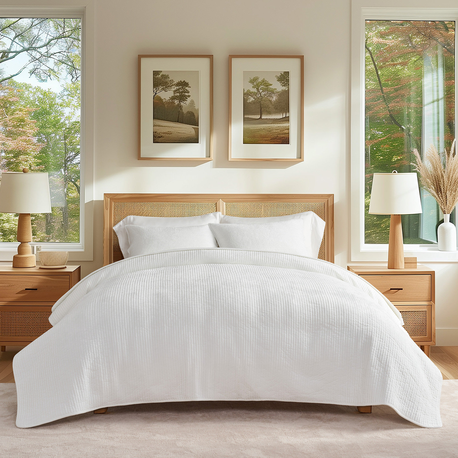 Velvet Quilt Set, King, White