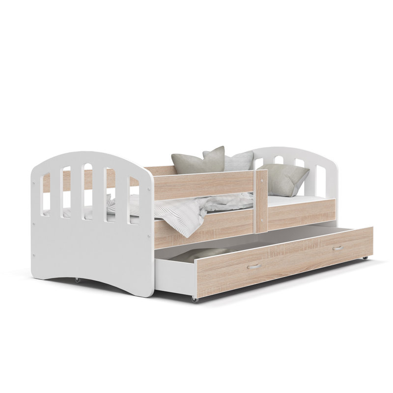 Nikolai Drawer Convertible Bed, Oaksonoma/White, 80 x 180 cm, Yes
