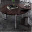 Table basse moderne avec ensemble de tables de bout, panneau central en panneau de fibres à densité moyenne plaqué noyer de 83 cm de diamètre avec une table d'appoint de 43 cm de diamètre pour le salon, la salle d'étude, des pieds / base en pierre frittée solides et stables-1033485254