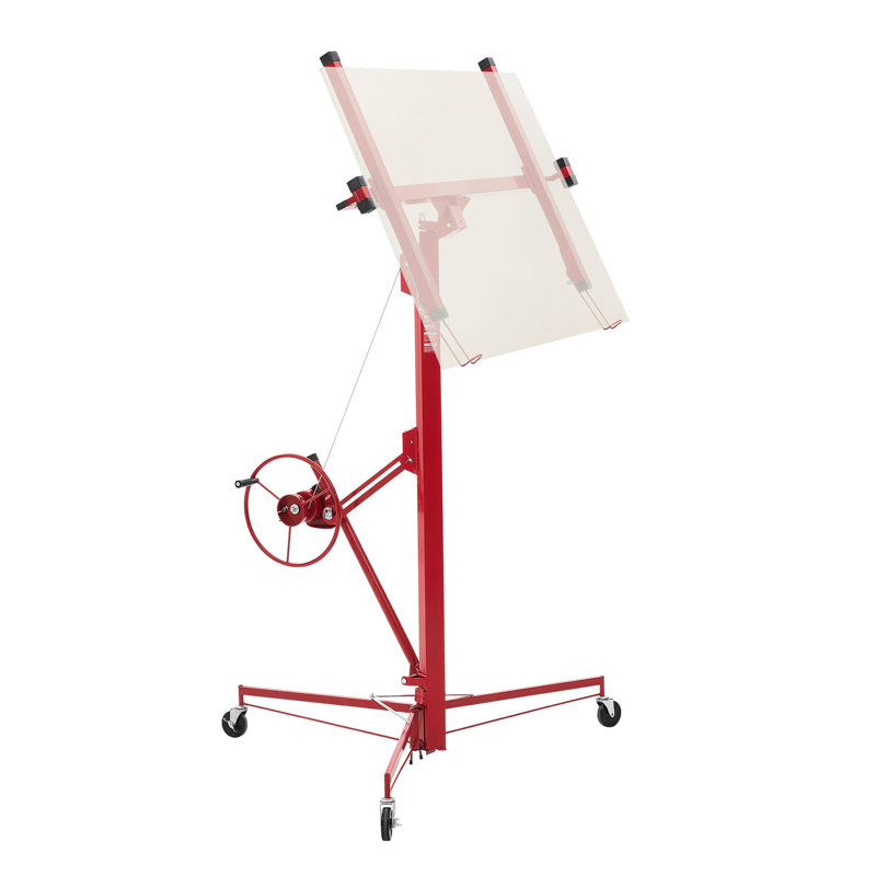 Élévateur de cloison sèche robuste de 16 pi avec capacité de 150 lb - Palan télescopique réglable et support à panneau pour installation au plafond
