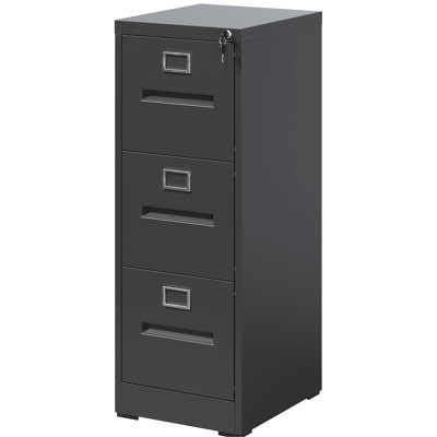 3 Drawer Metal File Cabinet With Lock, A4 Letter Legal Capacity, Office Organization, Smooth Surface Storage, Adjustable Hanging Rods