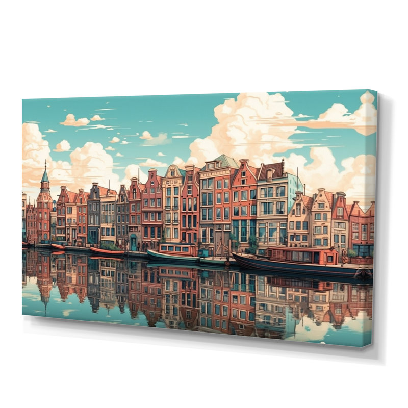 Peaceful Amsterdam II, reproduction d'art sur toile, H 12 po x l 20 po x P 1 po, Toile tendue