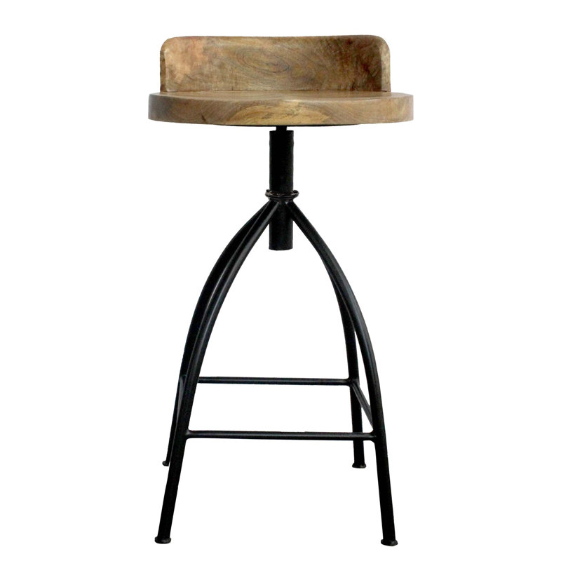 Kohlmeier Industrial Style Counter Height Stool with Adjustable Swivel Seat, Counter Stool (24” Seat Height)