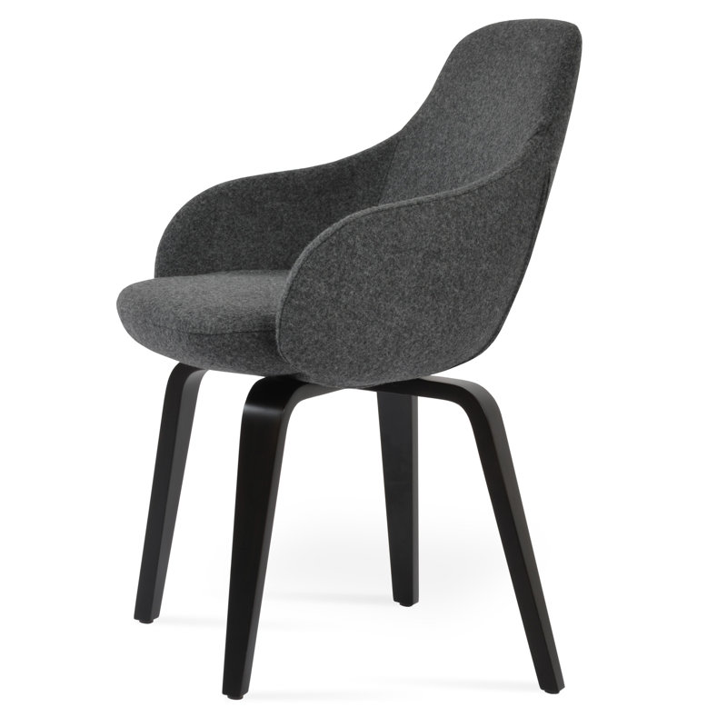 Chaise de salle à manger avec accoudoirs Gazel, Gris foncé, Wengé