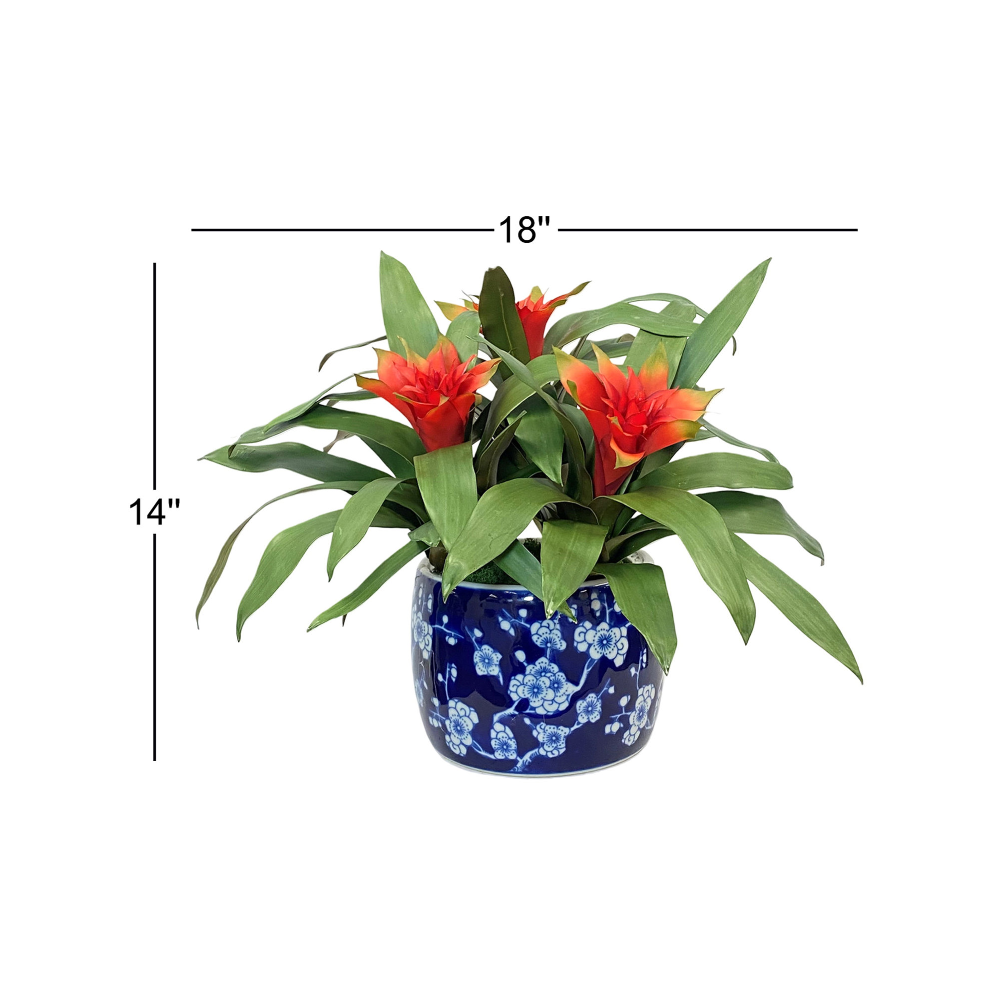 Arrangement in Vase, 14" H x 18" H x 18" D, Orange