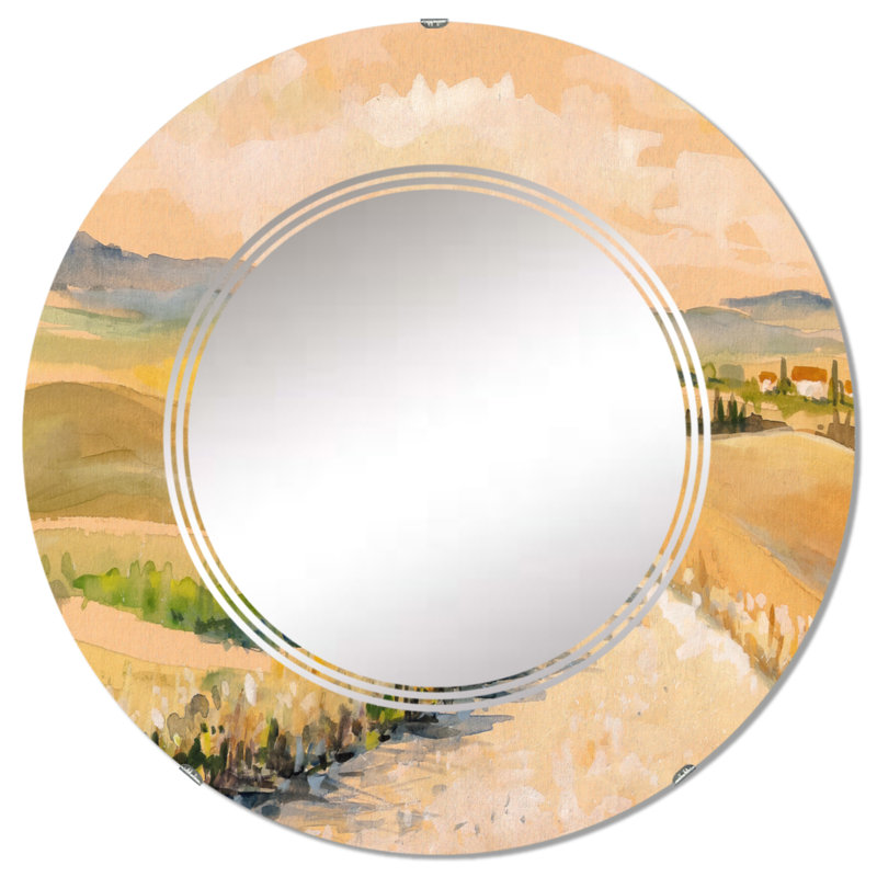 Campagne en Toscane, Italie - Miroir mural rond, 24 po x 24 po