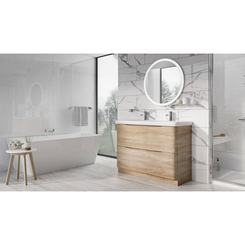 Stanhope 1200mm Double Bathroom Vanity with Integrated Polyglomerate Basin, Light Brown