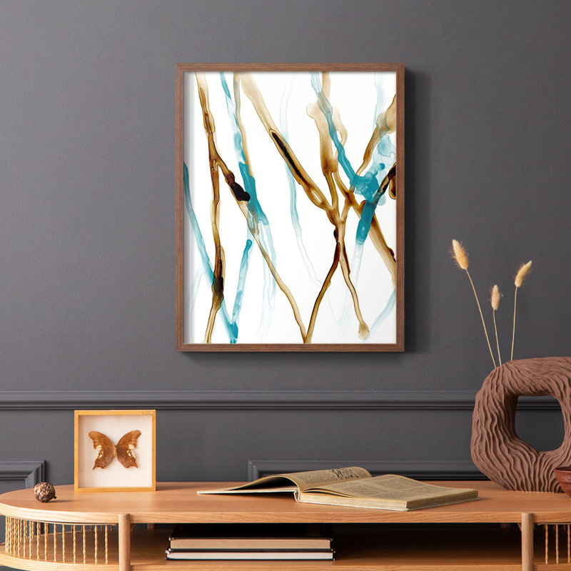 Runnel XVII Framed Print - Solid Wood, 28" H x 22" W, Brown