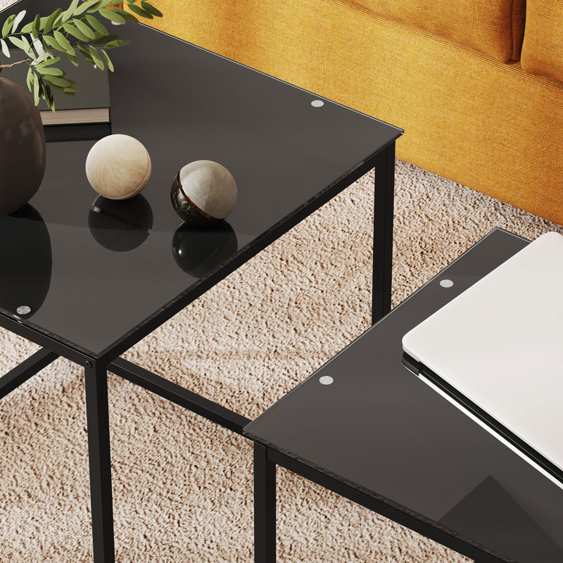 Aida Glass Top Frame Nesting Tables