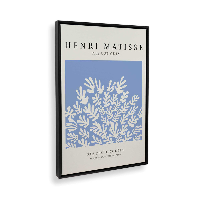Affiche La Gerbe en bleu Matisse, H 18,75 po x l 12,75 po, Cadre flottant noir satiné