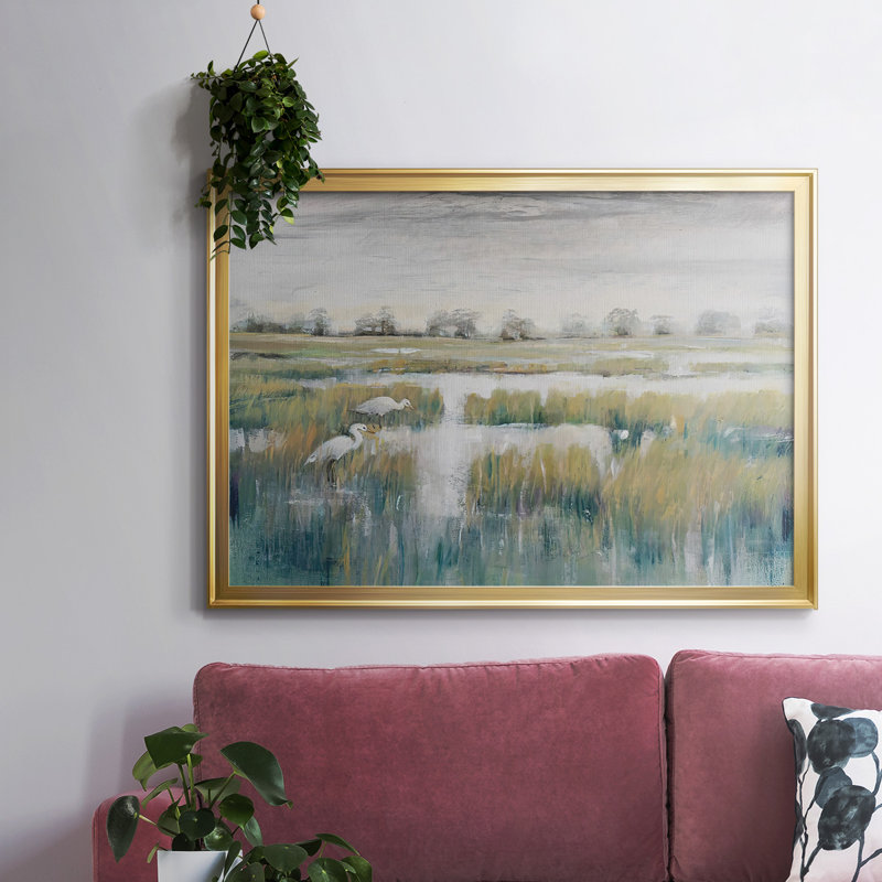 Marshland View, toile tendue avec châssis en V, Or, H 26 po x l 38 po x P 1,5 po