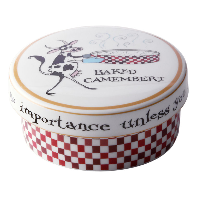 Porcelain Round Say Cheese Camembert Baker with Lid