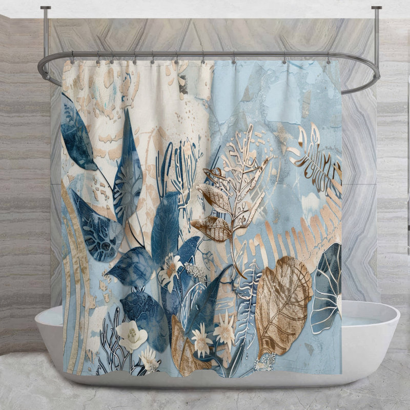Rideau de douche Botanical illustration - Botanical Bathroom Decor 16562, H 84 po x l 70 po