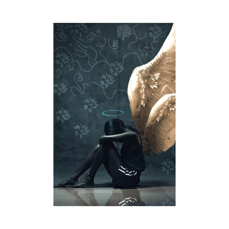 Sitting Angel by Harry Odunze - Gallery-Wrapped Canvas Giclée on Canvas, 30.48 cm H x 45.72 cm W, Canvas