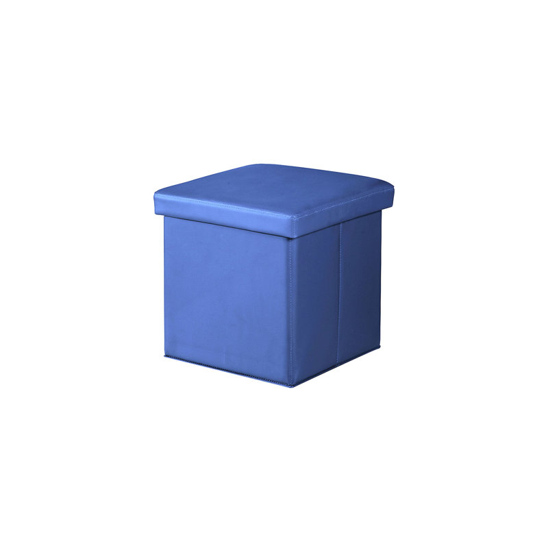 Gladdie Faux Leather Ottoman, Blue Faux Leather