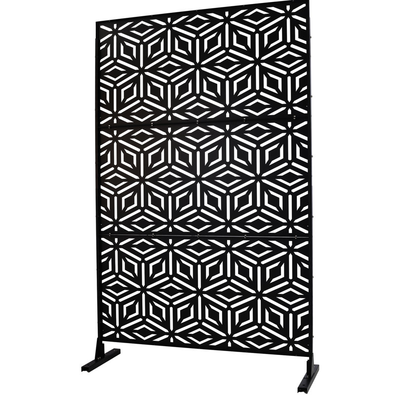Écran d'intimité en métal H 76 po l noir. Améliorez-vous dans divers environnements. Cloison autoportante pour terrasse et balcon. Fabrication en acier. Polyvalent pour la zone d'alimentation des oiseaux de jardin. Facile à installer - Améliorez