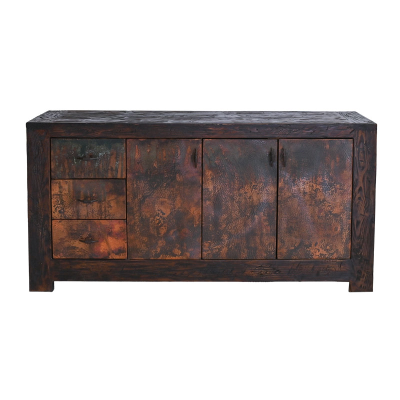 Buffet en cuivre et bois récupéré