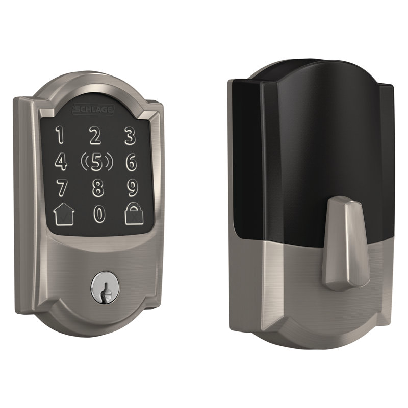 Encode Plus Smart Wifi Deadbolt With Camelot Trim, Satin Nickel