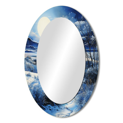 Desert Whispering Sands Pointillism - Landscapes Oval Decorative Mirror On Metal