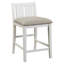 Ensemble de 3 tables à hauteur de comptoir de style transitionnel avec finition blanche et grise avec tablettes USB et 2 chaises à hauteur de comptoir rembourrées en tissu-774689099-774689101