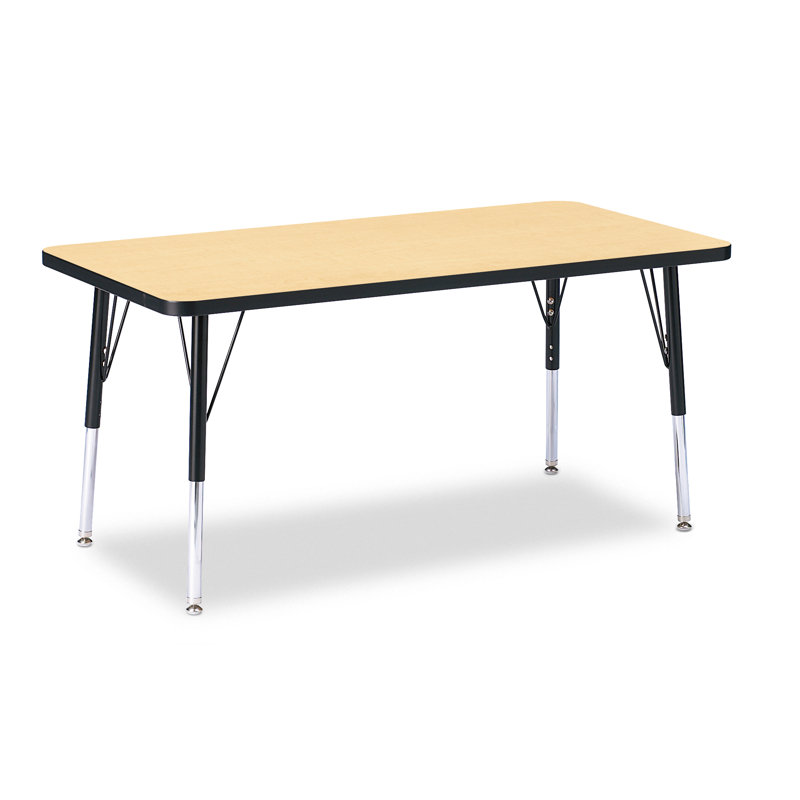 Table rectangulaire Berries, Jambe standard élémentaire 15" - 24", Érable et noir, 24 po x 48 po