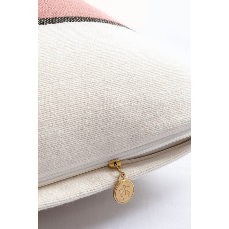 Blush Cotton Rectangular Throw Pillow with Zipper Closure