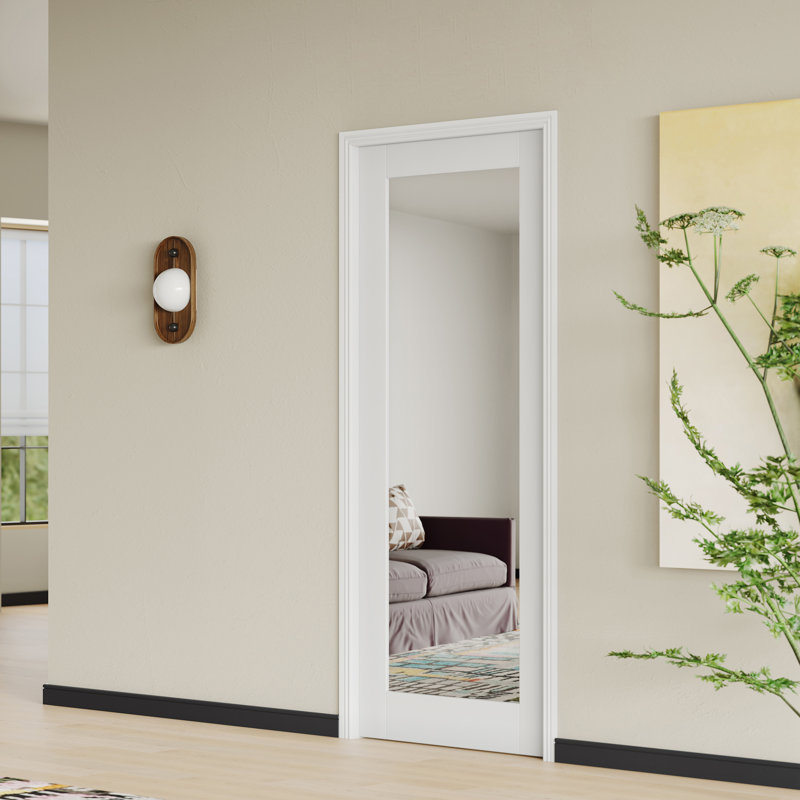Porte intérieure moderne avec garde-robe Modern Pantry - panneau de fibres à densité moyenne blanc avec cadre assorti, Gauche