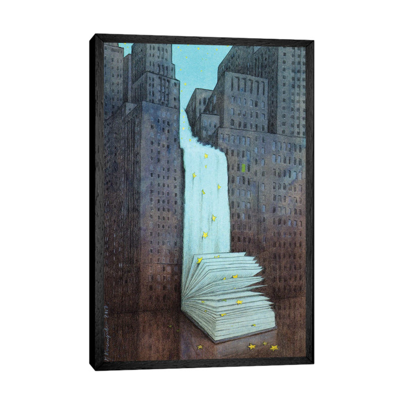 Dream Book by Pawel Kuczynski - Painting on Canvas, 66.04 cm H x 45.72 cm W, Black Framed