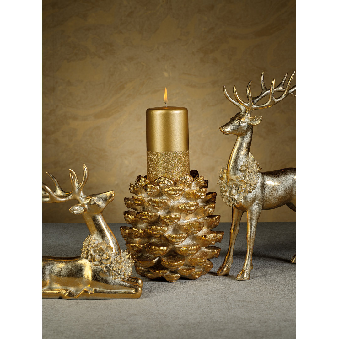 Sitting Deer Figurine with Floral Wreath The Holiday Aisle®