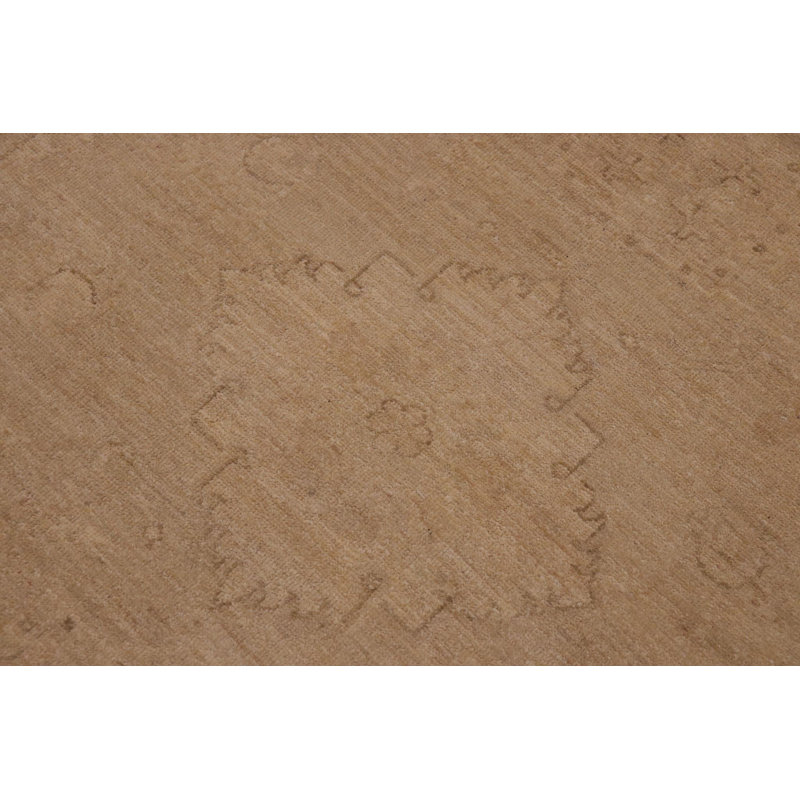 Tapis oriental brun clair en laine noué à la main de style oriental 9 pi x 12 pi Everette