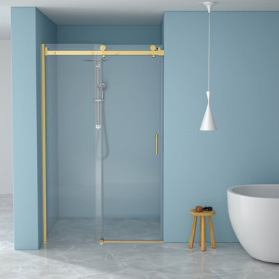 Porte de douche coulissante simple l 48 po x H 76 po - Verre trempé de 8 mm avec cadre en acier inoxydable 304