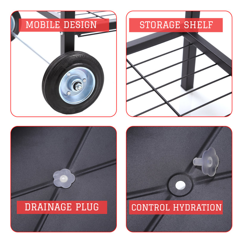 Metal Elevated Planter with wheels