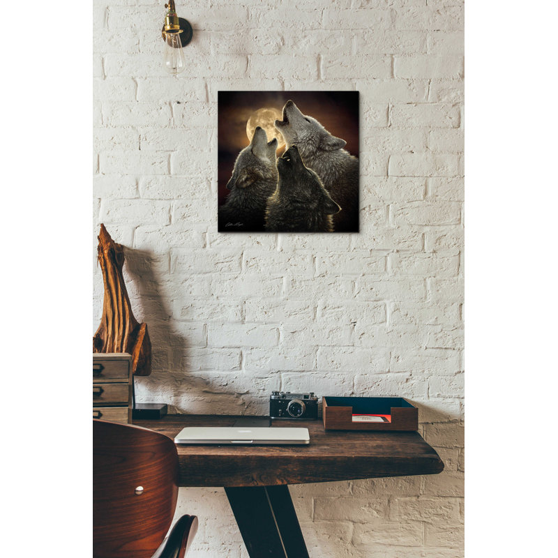 «Wolf Trinity» par Collin Bogle, art mural en verre acrylique, H 12 po x l 12 po x P 0,13 po