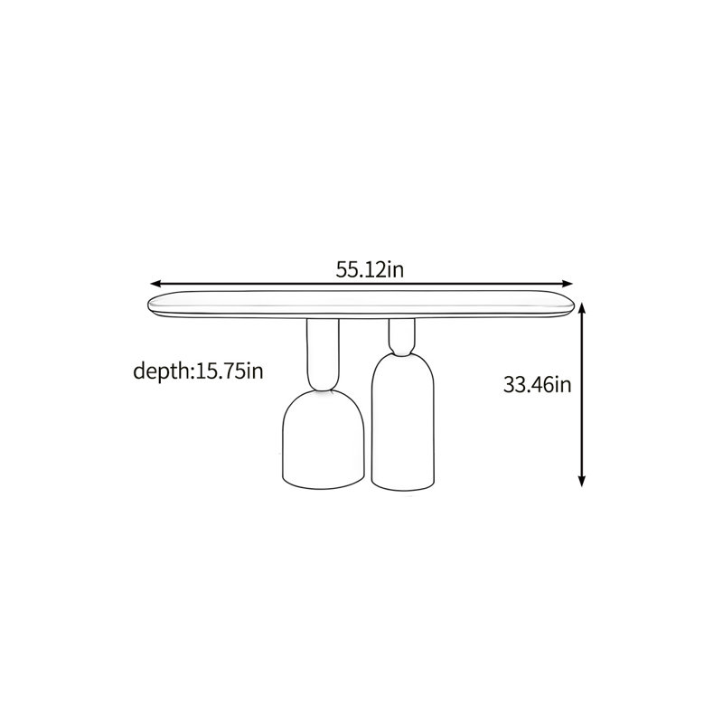 Italian minimalist console table, H 33,46 po x l 55,12 po x P 15,75 po