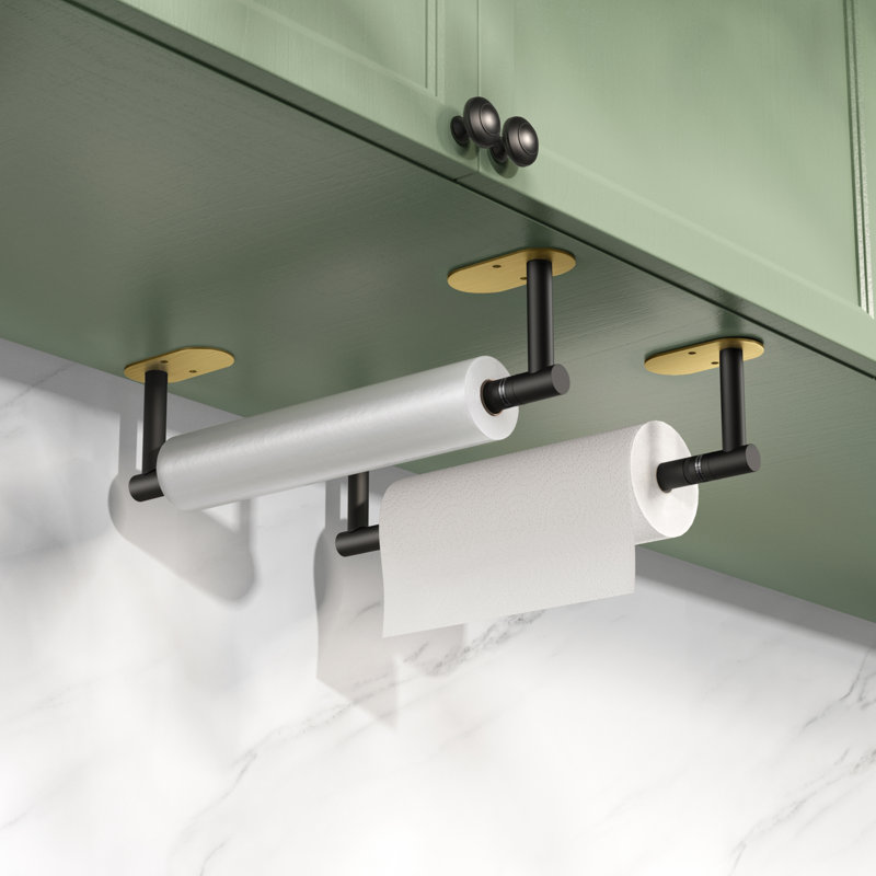 Black and Gold Stainless Steel Wall-Mounted Paper Towel Holder