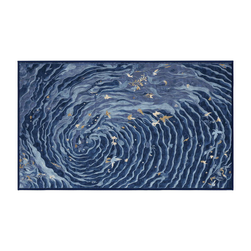 Machine Washable Blue Area Rug, Rectangle 2' x 3'