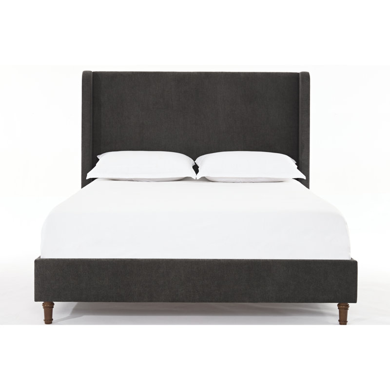 Tête de lit pour grand lit de 54 po, tissu en velours gris foncé, structure en métal, pas de sommier tapissier, lit tapissier facile à monter pour tête de lit haute, méthode rapide