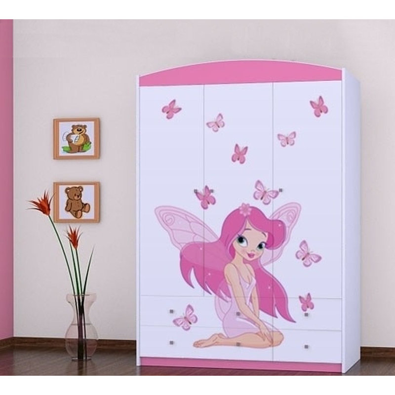 Wilczek 3 Door Wardrobe, Pink