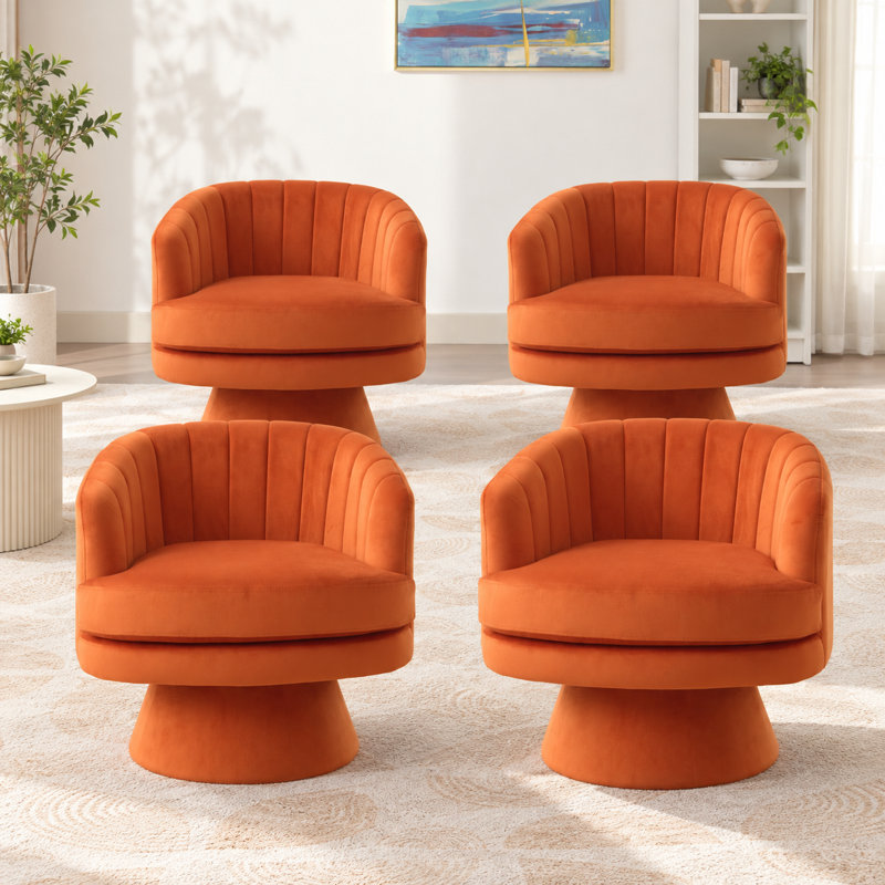 Velvet Swivel Barrel Chair, 4
