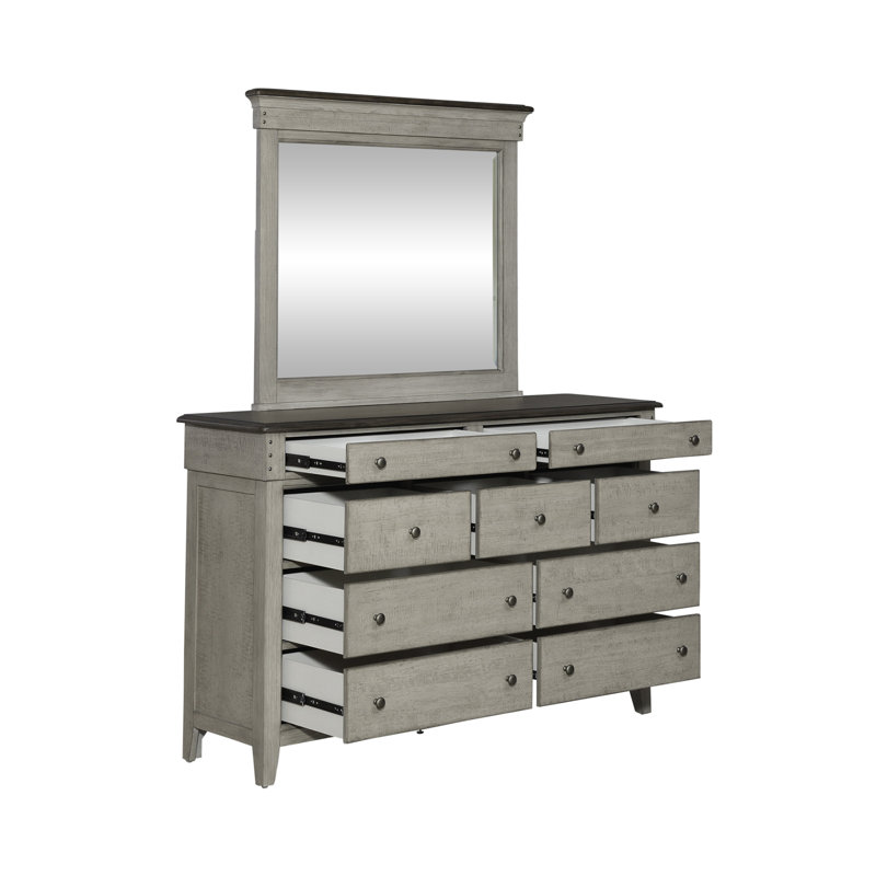 Lit de rangement, commode et miroir Cathleen, Grand