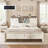 Oceant Sherell Farmhouse King Bed Frame Storage Bookcase Headboard, White-276771024-276771027