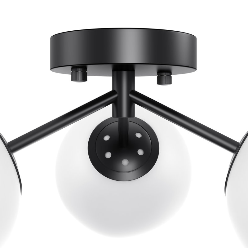 Plafonnier semi-encastré 17 po 3 lumières, Noir mat