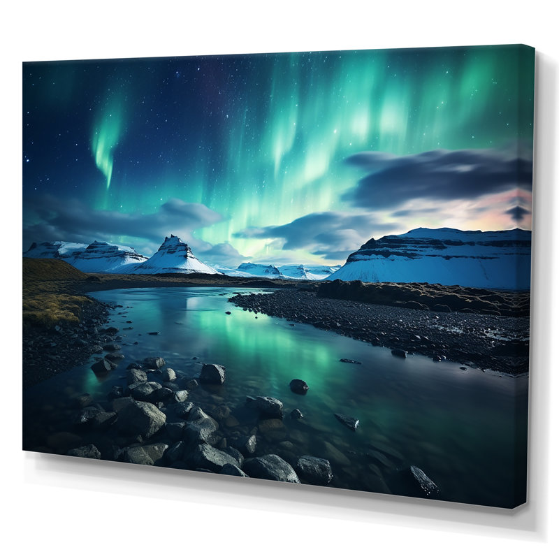 «Islandais Borealis Winter s Aurora I - Aurora Borealis», art mural encadré, Toile tendue, H 40 po x l 60 po x P 1,5 po