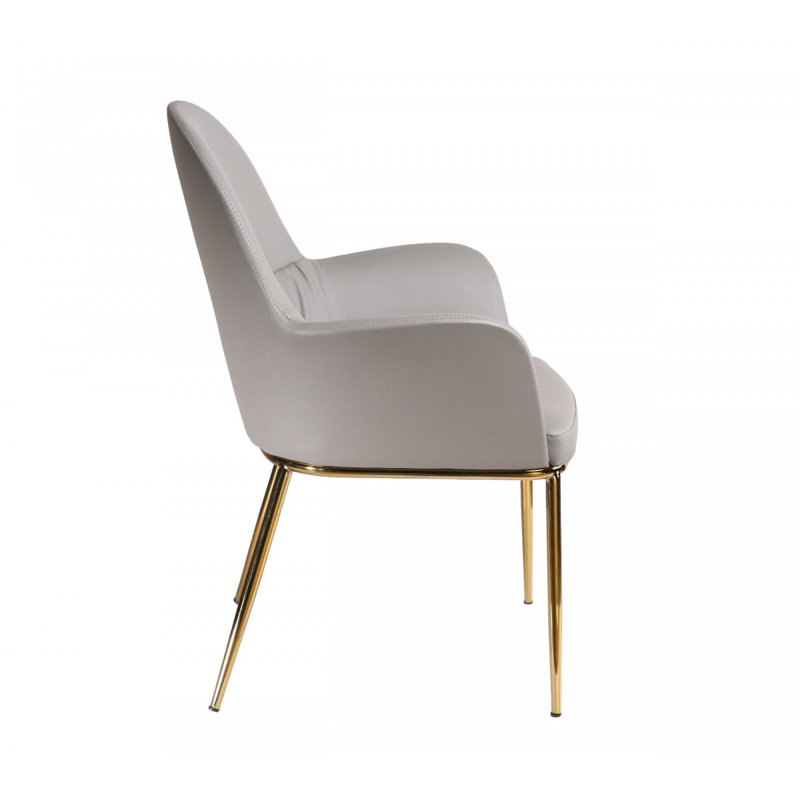 Fauteuil d'appoint moderne de 26 po Cid, siège rembourré, similicuir végétalien, gris