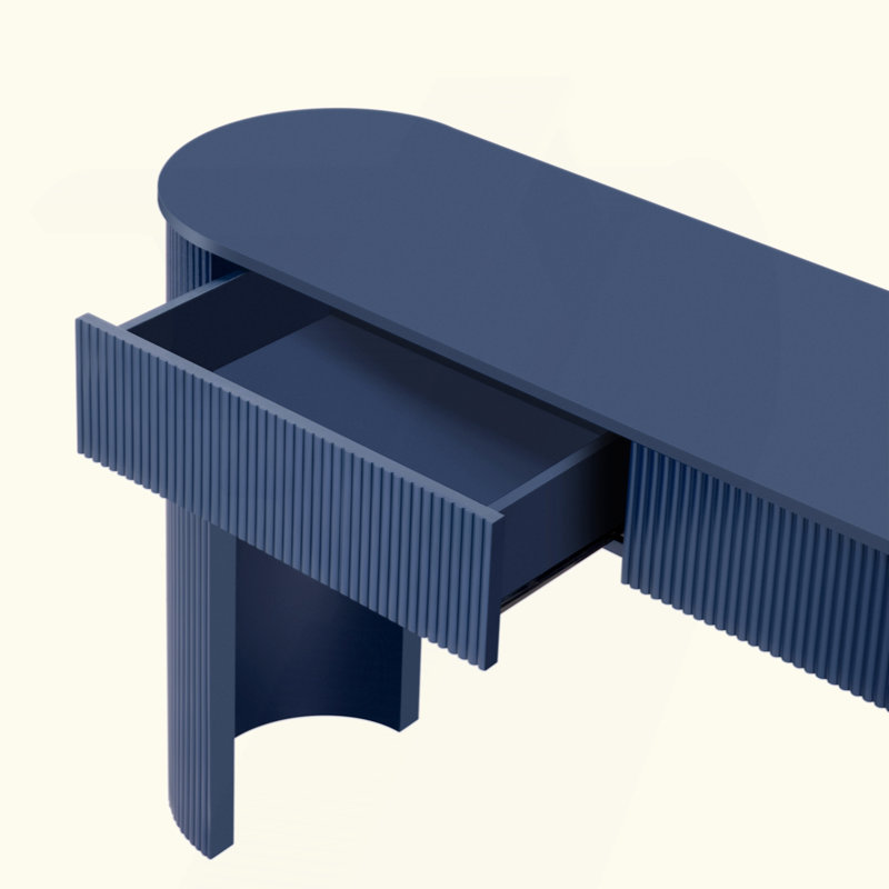 Oval Top Console Table with Storage, Navy