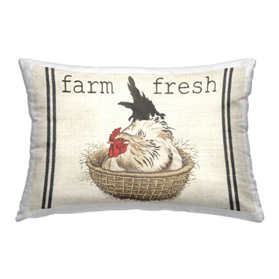 Farm Hen in Basket Decorative Printed Throw Pillow by Gwendolyn Babbitt Holstein