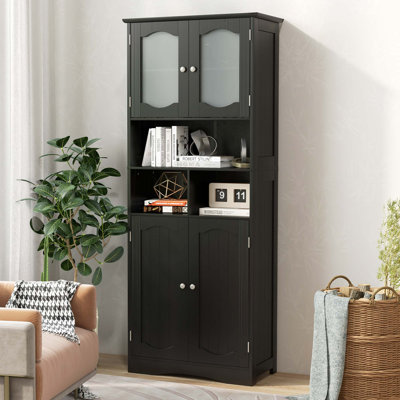 58.5" Tall Bathroom Storage Cabinet Freestanding Linen Cabinet With Shelves