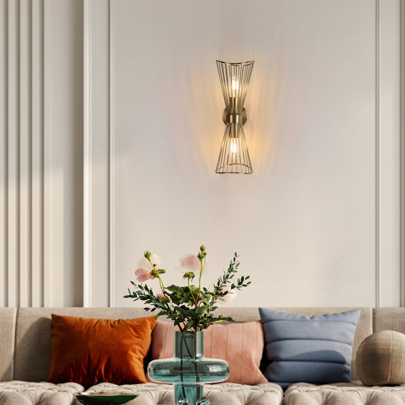2-light Gold Wall Sconces 16 Inch Brass Wall Sconce