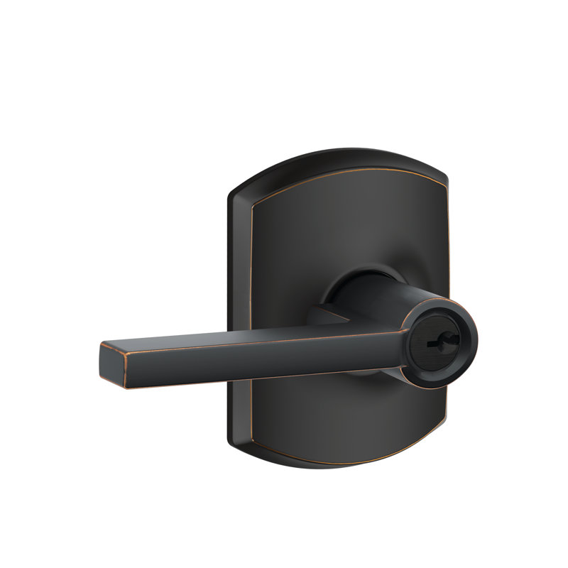 Upland  Lever with Greenwich Trim Keyed Entry Lock, Yes, Aged Bronze