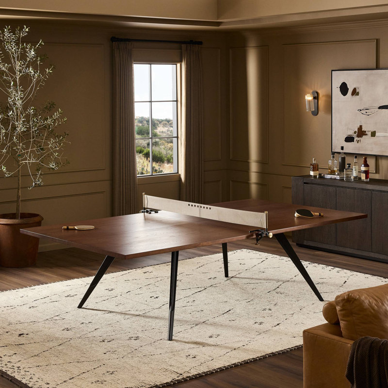 Ping Pong Table-Ebonized Oak Veneer, Brown Wood